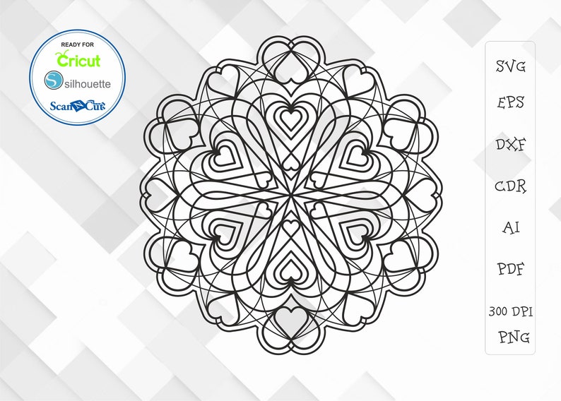 Download Mandala Love Heart SVG Mandala Svg Eps Dxf Png Heart | Etsy