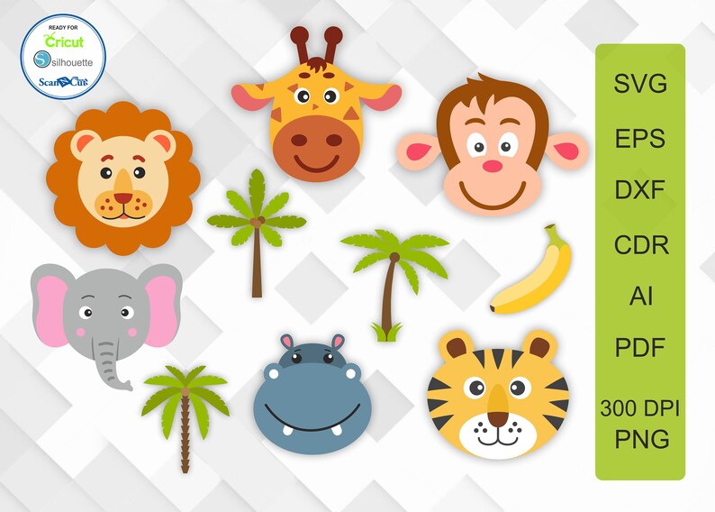 Download Zoo Animals SVG Safari Jungle Animals Eps Cutting Files ...