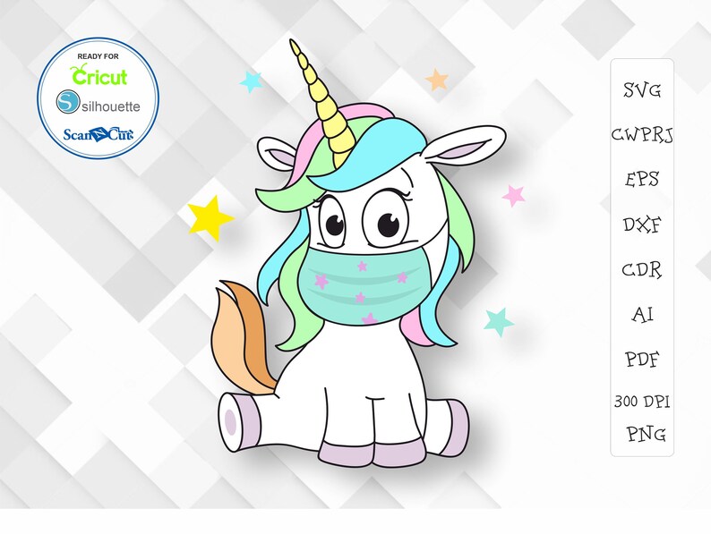 little unicorn mask svg cute unicorn cut file baby unicorn etsy