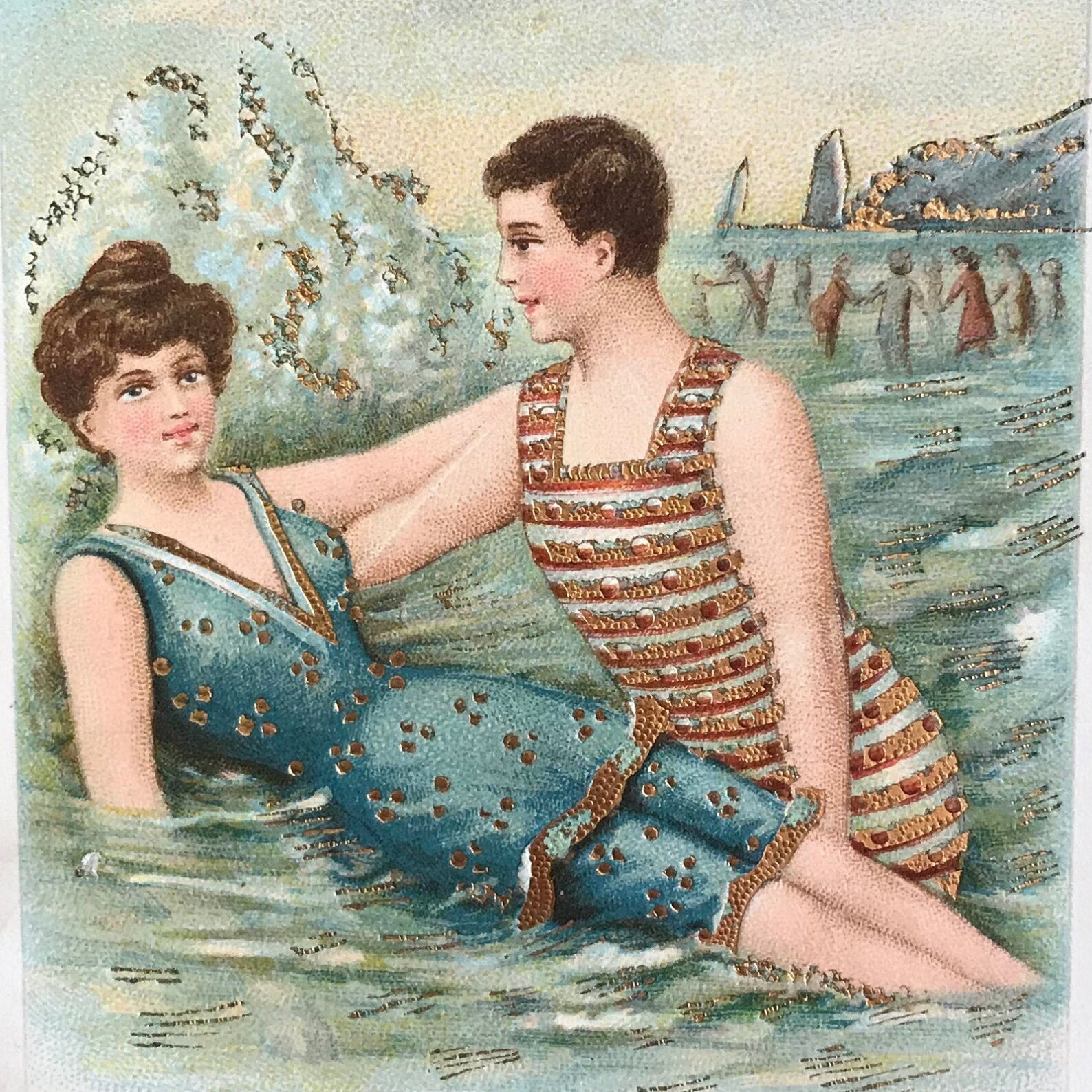 1912-Antique-Postcard-Edwardian-Swimming-Edwardian | Etsy