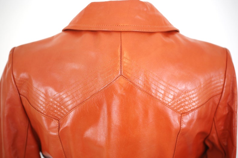 Vintage Burnt Orange Leather Trench Coat Women's Small | Etsy