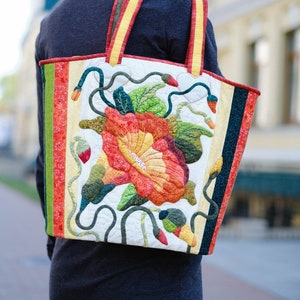 Bogemian Bag with Flowers Pattern Cotton Bag Shoulder Bag for Special Occasion Art bag image 1