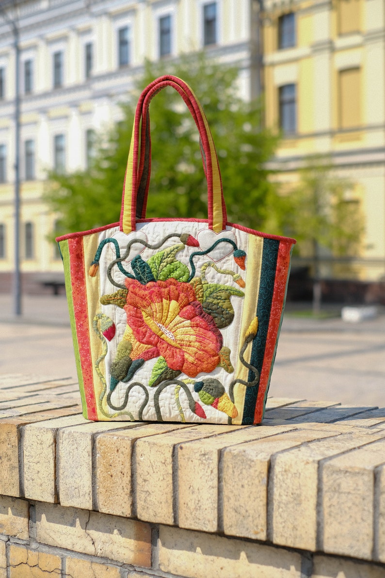 Bogemian Bag with Flowers Pattern Cotton Bag Shoulder Bag for Special Occasion Art bag image 4