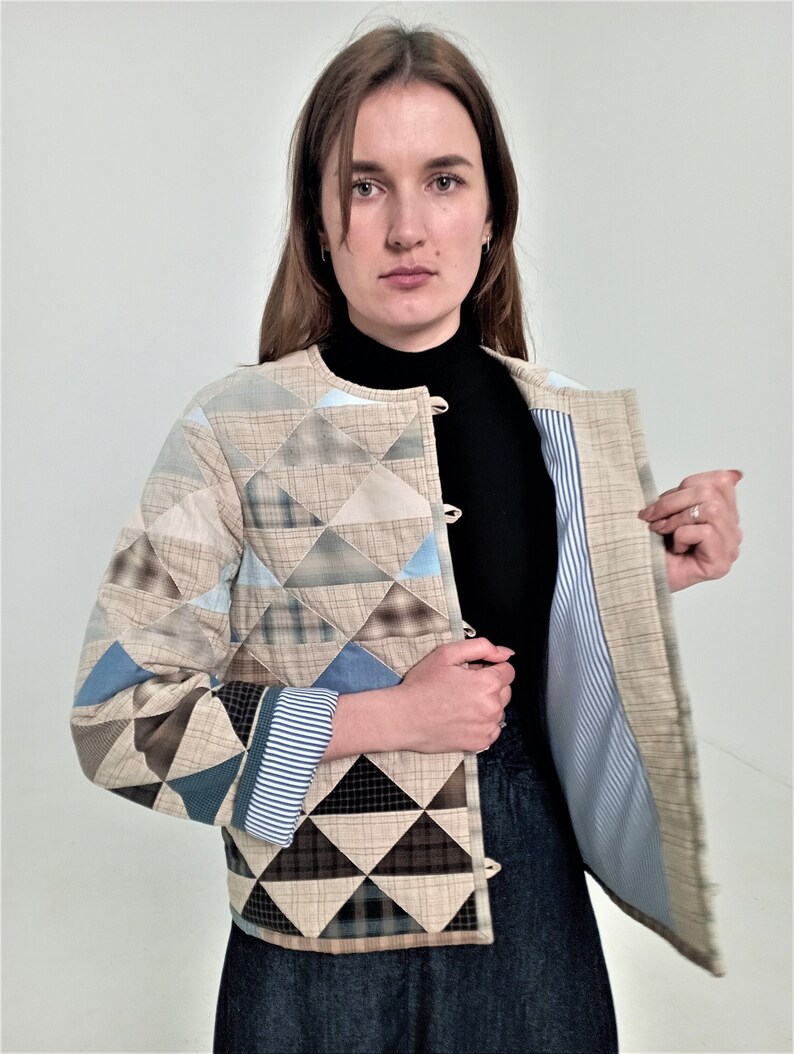 Patchwork Quilted Jacket Cotton Fabric Women's Handmade Etsy