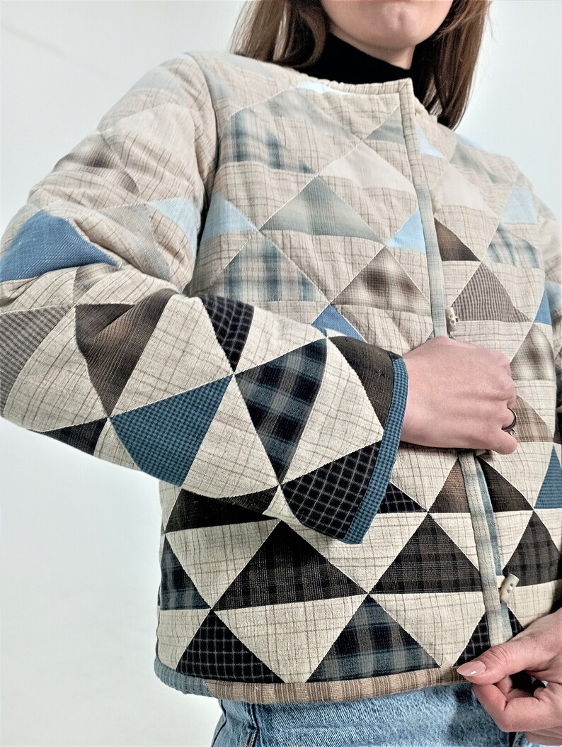 Patchwork Quilted Jacket Cotton Fabric Women's Handmade Etsy