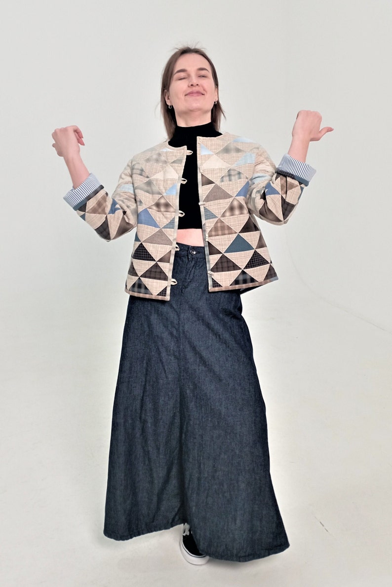 Patchwork Quilted Jacket Cotton Fabric Women's Handmade Etsy