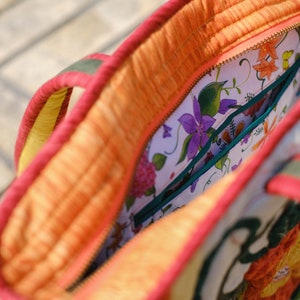 Bogemian Bag with Flowers Pattern Cotton Bag Shoulder Bag for Special Occasion Art bag image 7
