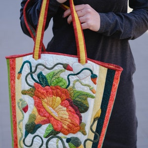 Bogemian Bag with Flowers Pattern Cotton Bag Shoulder Bag for Special Occasion Art bag image 3