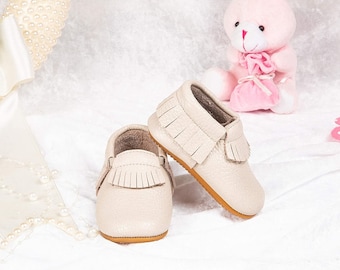 Infants Boys Girls Unisex Ella Bonna Leather Baby Moccasins with Soft and Rubber Sole Mini Shoes for Newborns