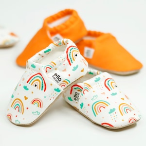 Rainbow Baby Booties, Baby Moccasins, Soft Baby Shoes, Organic Cotton Baby Mocs, Non Slip Baby Socks, Unique Baby Boy Gift, Comfortable