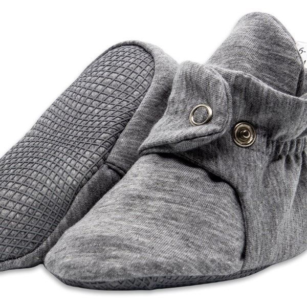 Gray Cotton Baby Booties, Stay On Organic Baby Boots, Non Slip Baby Slippers, Newborn Shoes, Baby Girl Sparkle, Baby Boy Shower Gift