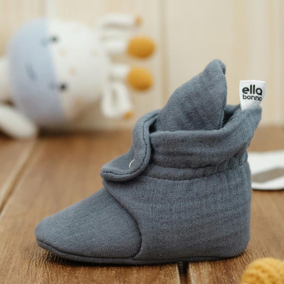 Muslin Dark Gray Baby Booties Soft Sole Booties Organic Baby Boots New Baby Essentials Crib Shoes 1 Year Old Baby Gift Cute Baby Shoes Etsy