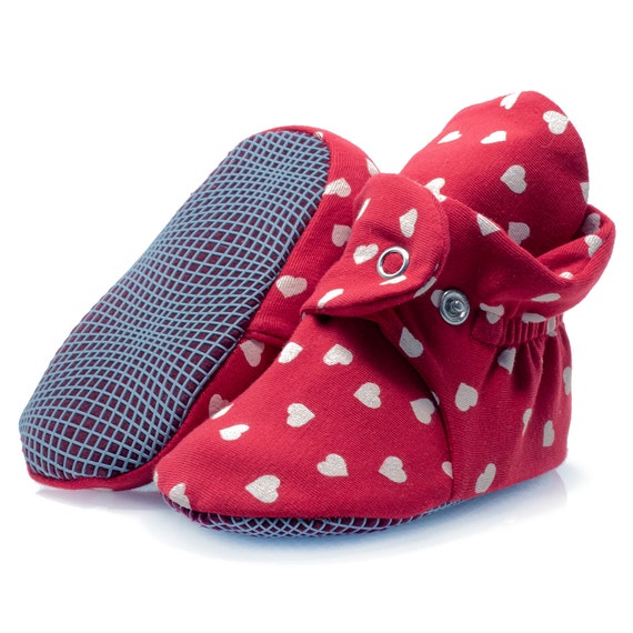 Cotton Red Baby Booties Stay on Organic Baby Boots Cute Baby