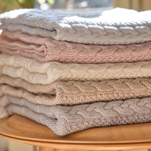 Cable Knitted Baby Blanket, 100% Organic Cotton Baby Blanket for Newborn, Cellular blanket, Baby Shower Gift - Newborn Sleeping Blanket