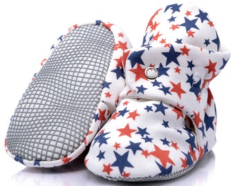 US Flag Toddler Baby Booty - Cotton Baby Booties - Baby Shoes - Cotton Baby Slippers for Walking Toddler Baby and Newborn - Baby Shower Gift