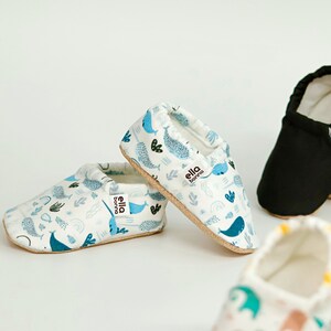 Organic Cotton Baby Booties: Fish Print Moccasins, Non-Slip Socks