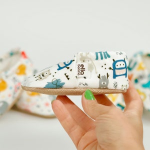 Cute Monsters Baby Booties, Baby Moccasins, Soft Baby Shoes, Organic Cotton Baby Mocs, Non Slip Baby Socks, Unique Baby Boy Gift, Comfort