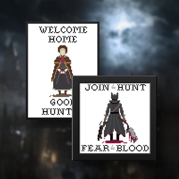 Bloodborne Plain Doll & Hunter Gamer Cross Stitch Patterns PDF Download