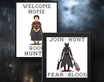 Bloodborne Plain Doll Hunter Gamer Cross Stitch Patterns PDF