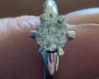 Pierścionek zaręczynowy dla kobiet z białego złota o próbie 3/4 CT z diamentem Solitaire 14k