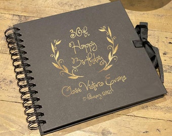 Personalised Any Age Birthday 8 x 8 Black Scrapbook Photo Album 18th,21st, 30th, 40th, 60th, 70th, 80th, 90th