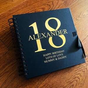 Album fotografico personalizzato per qualsiasi età, 8 x 8, nero, per album fotografici di compleanno, 18°, 21°, 30°, 40°, 60°, 70°, 80°, 90°