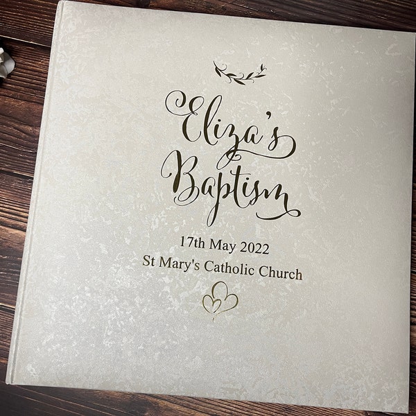 Personalised Luxury Edition Babies Traditional Christening and Baptism Silk Photo Album Scrapbook