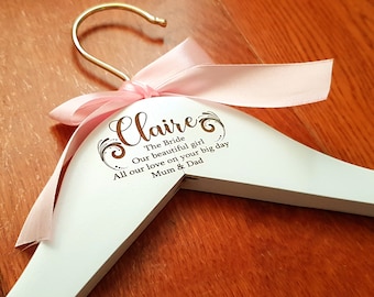 Personalised Engraved Wedding Day Hen Night Bride's Dress Hanger Keepsake Gift