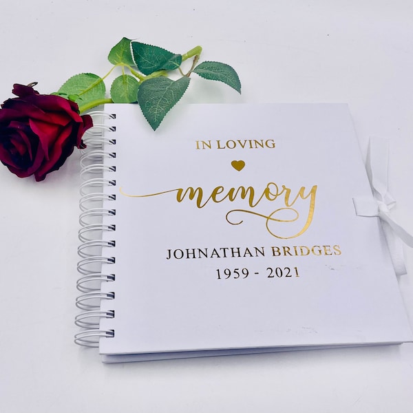 Personalised Memorial In Loving Memory Funeral Guest Book Keepsake White Scrapbook Photo Album