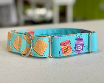 PB & J on Toast Dog Collar- Martingale- Quick Release- No Buckle Slide- Leash- Handmade Dog Collars