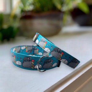 Trash Can Buddies Dog Collar- Martingale- Quick Release- No Buckle Slide- Leash- Handmade Dog Collars