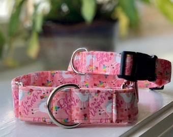 Bitch please, I’m a Unicorn-Pink Dog Collar- Martingale- Quick Release- No Buckle Slide- Leash- Handmade Dog Collars
