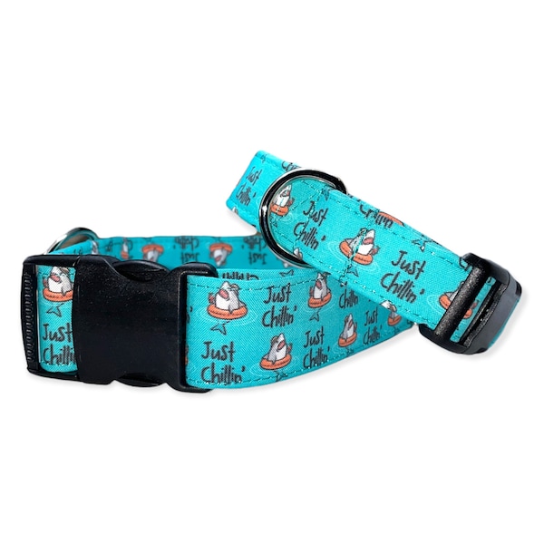 Just Chillin’ Dog Collar- Martingale- Quick Release- No Buckle Slide- Leash- Handmade Dog Collars