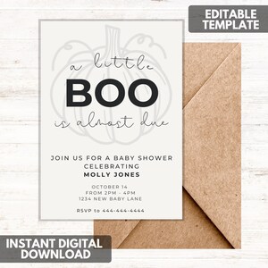 Halloween Baby Shower Invitation | Editable Template | Instant Digital Download