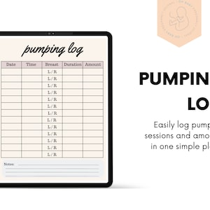 Breast Milk Pumping Log | Instant Digital Download | Exclusive Pumping Log