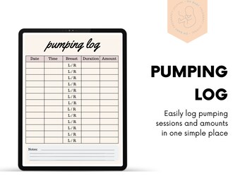 Breast Milk Pumping Log | Instant Digital Download | Exclusive Pumping Log