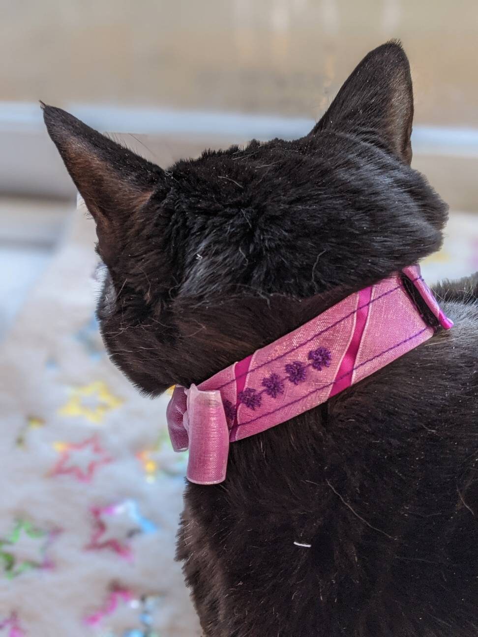 Unique Purple Collar Embroidered Cat Collar Bow Tie Cat Etsy