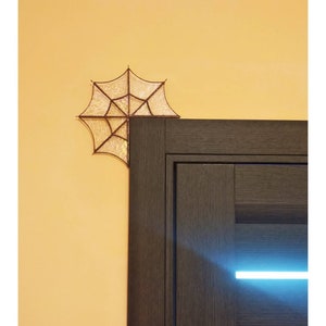 Halloween - Stained glass spider web - Spider web corner 7.4*7.4inch