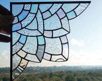 Corner stained glass - iridescent glass - Celtic ornament!
