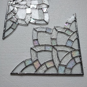 Price for 2 stained glass windows - left and right corner!! Corner stained glass - iridescent glass - Celtic ornament!