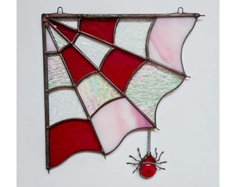 Spider web decor - Halloween - Corner glass panel  - spider web