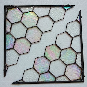 Price for 2 stained glass windows - left and right corner! Honeycombs - stained glass corner - stained glass honeycombs 7.08 * 7.08 inches!