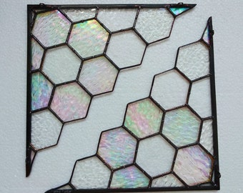 Conjunto de cantos de favo de mel em vitral feito à mão – Presente para amantes da natureza