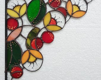 Vitral de canto - ornamento floral - decoração em vidro - apanhador de sol - 8*7,5 polegadas