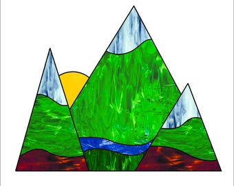 Mountains -  Stained Glass Pattern - PDF Digital Download
