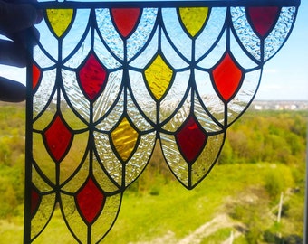 Vitral de canto para pendurar janelas – Técnica Tiffany