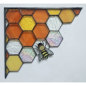 Honeycombs - Stained glass corner - Stained glass honeycombs - Gift for nature lovers - - Handmade honeycombs