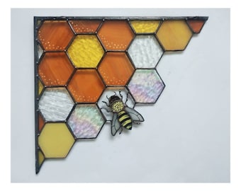 Honeycomb - Stained Glass Corner - Stained Glass Honeycomb  - Nature Lover Gift -  - Handmade Honeycomb