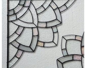 Set of 2 - Iridescent Celtic Stained Glass Corner Windows - 9.45" x 9.45"