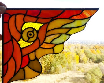 Stained glass corner - stained glass window -  Stained Glass Panel -  7,87 * 6,85 inch